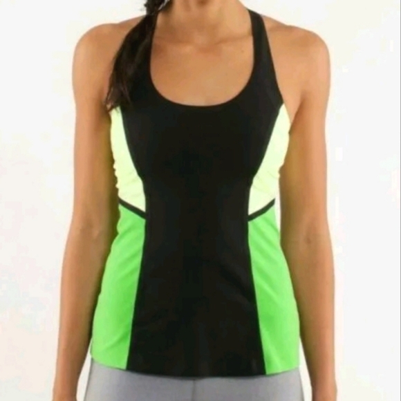 𝅺lululemon Cool‎ Racerback *Surf Bonded black green - Picture 1 of 8